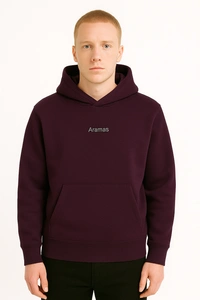 Aramas Originals Premium Cotton Fleece Hooded Winter Hoodie for Men - XL, Wine, 450g, 1