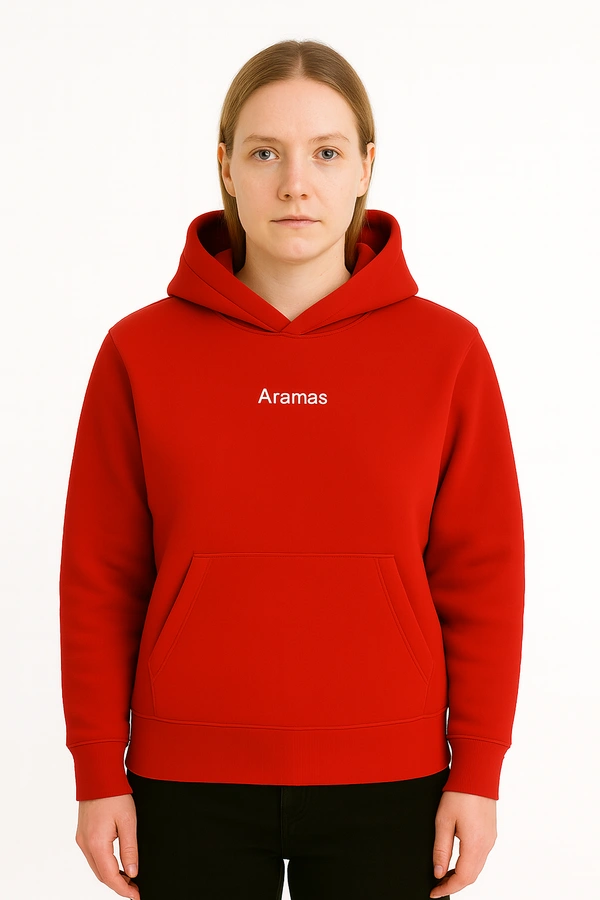 Aramas Originals Premium Cotton Fleece Hooded Winter Hoodie for Women - S, Red, 450g, 1
