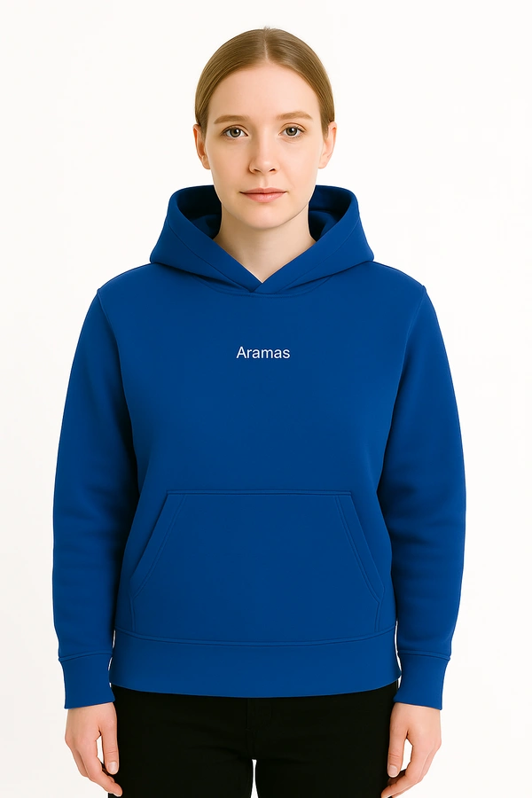 Aramas Originals Premium Cotton Fleece Hooded Winter Hoodie for Women - L, Blue, 450g, 1