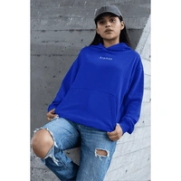 Aramas Originals Premium Cotton Fleece Hooded Winter Hoodie for Women - L, Blue, 450g, 1