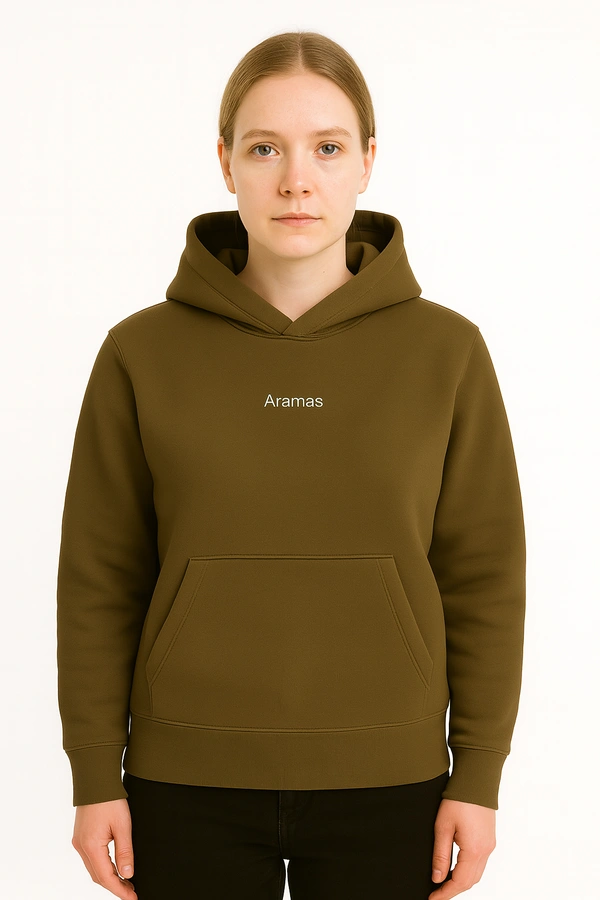Aramas Originals Premium Cotton Fleece Hooded Winter Hoodie for Women - S, Brown, 450g, 1