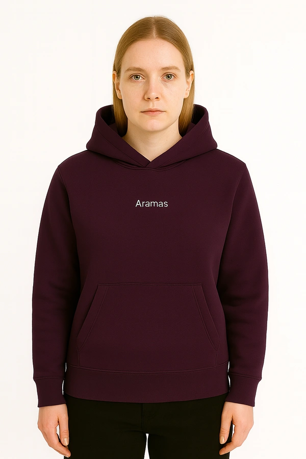 Aramas Originals Premium Cotton Fleece Hooded Winter Hoodie for Women - XL, Wine, 450g, 1