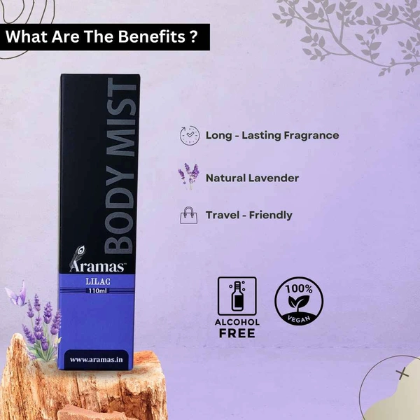 Aramas Lilac Body Mist | Travel Friendly - Long Lasting Fragrance for Men & Women | 220 ml - 220 ml, Pack of 2, Liquid