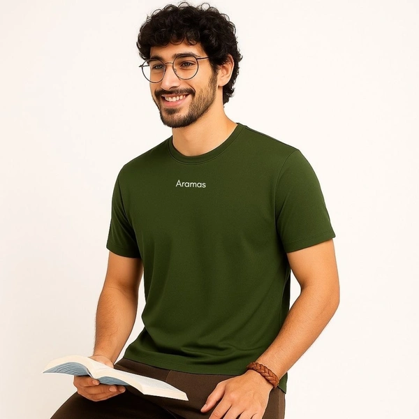 Aramas Originals Men’s Premium Cotton Regular Fit T-Shirt – Olive with “Ace Card” Graphic Print - L, Olive, 220g, 1