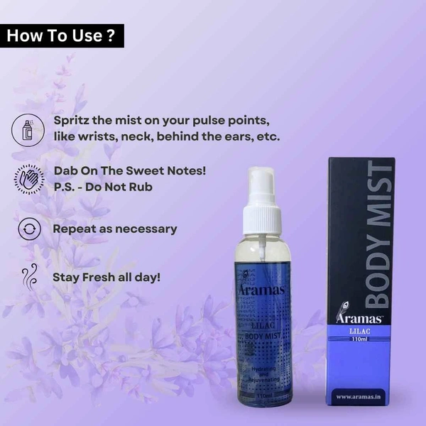 Aramas Lilac Body Mist | Travel Friendly - Long Lasting Fragrance for Men & Women | 220 ml - 220 ml, Pack of 2, Liquid
