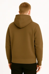 Aramas Originals Premium Cotton Fleece Hooded Winter Hoodie for Men - L, Brown, 450g, 1