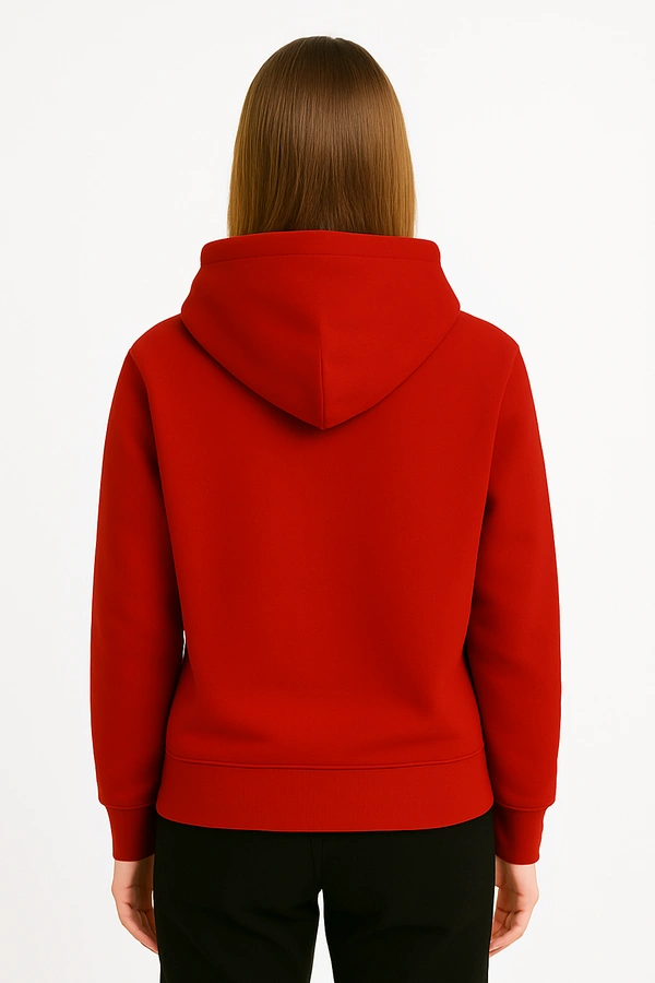 Aramas Originals Premium Cotton Fleece Hooded Winter Hoodie for Women - M, Red, 450g, 1