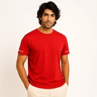 Aramas Originals Premium Cotton T-Shirt for Men | Soild Red - M, Red, 220g, 1