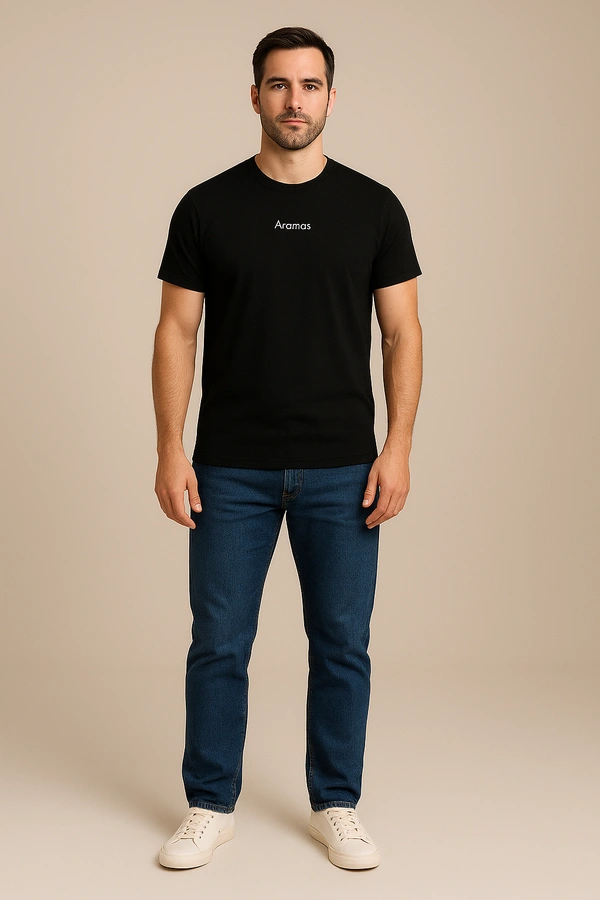 Aramas Originals Men’s Premium Cotton Regular Fit T-Shirt – Black with “Stay in Balance” Graphic Print - S, Black, 220g, 1