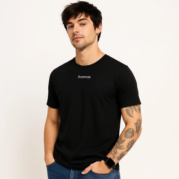 Aramas Originals Men’s Premium Cotton Regular Fit T-Shirt – Black with “Stay in Balance” Graphic Print - XL, Black, 220g, 1