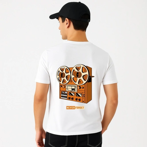 Aramas Originals Men’s Premium Cotton Regular Fit T-Shirt – White with “Never Forget” Graphic Print - S, White, 220g, 1