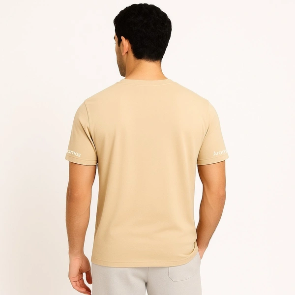 Aramas Originals Premium Cotton T-Shirt for Men | Soild Cream - M, Cream, 220g, 1