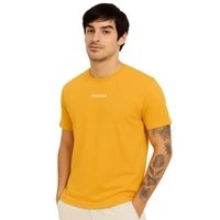 Aramas Originals Men’s Premium Cotton Regular Fit T-Shirt – Yellow with “Stampeding to Triumph” Graphic Print - L, Dark Yellow, 220g, 1