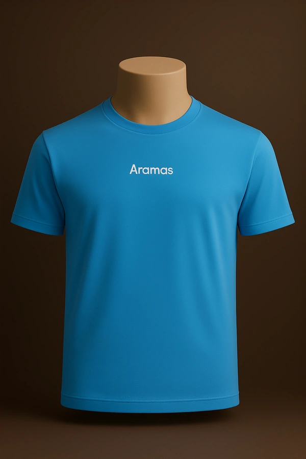 Aramas Originals Men’s Premium Cotton Regular Fit T-Shirt – Sky Blue with “Love Guitar” Graphic Print - L, Sky Blue, 220g, 1