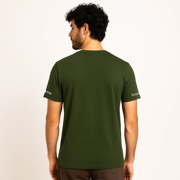 Aramas Originals Premium Cotton T-Shirt for Men | Soild Olive - XL, Olive, 220g, 1