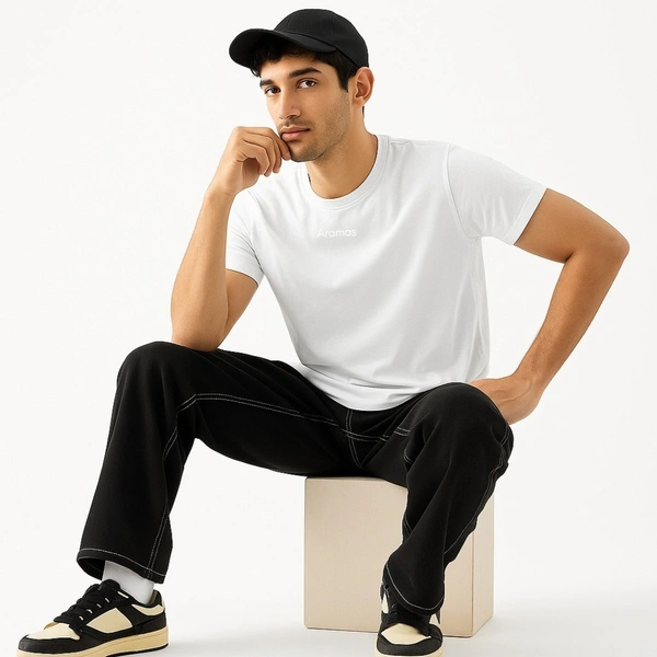 Aramas Originals Men’s Premium Cotton Regular Fit T-Shirt – White with “Pigeon” Graphic Print - S, White, 220g, 1