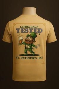 Aramas Originals Men’s Premium Cotton Regular Fit T-Shirt – Cream with “Patrick's Day” Graphic Print - L, Cream, 220g, 1