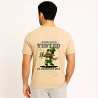 Aramas Originals Men’s Premium Cotton Regular Fit T-Shirt – Cream with “Patrick's Day” Graphic Print - L, Cream, 220g, 1