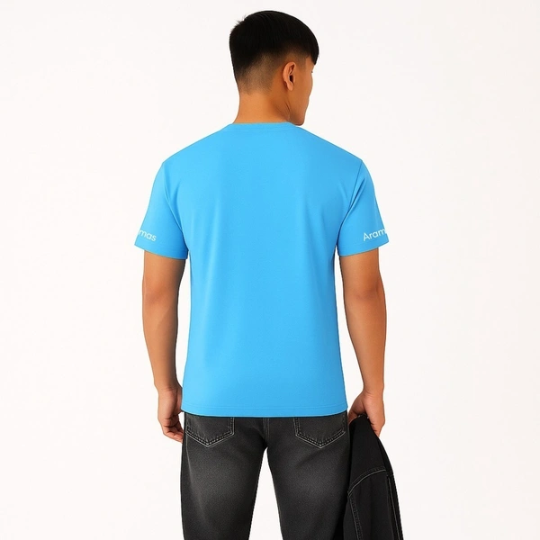 Aramas Originals Premium Cotton T-Shirt for Men | Soild Sky Blue  - XL, Sky Blue, 220g, 1