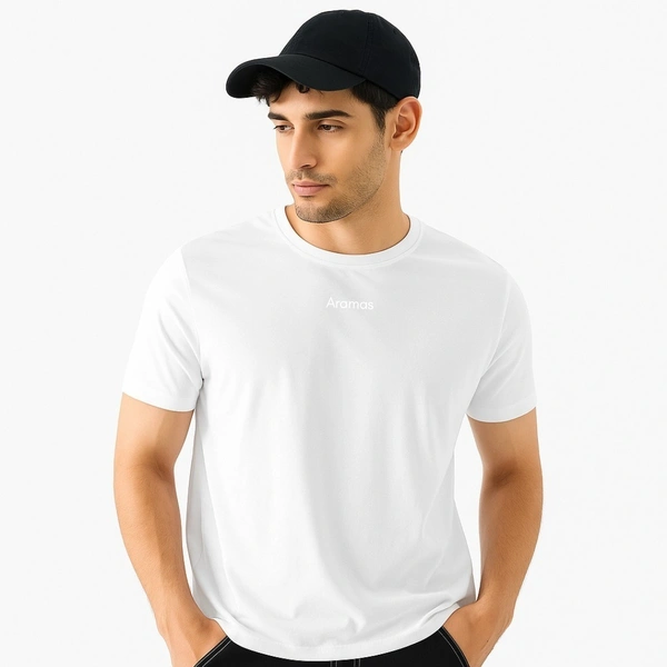 Aramas Originals Men’s Premium Cotton Regular Fit T-Shirt – White with “Year of Dragon” Graphic Print - L, White, 220g, 1