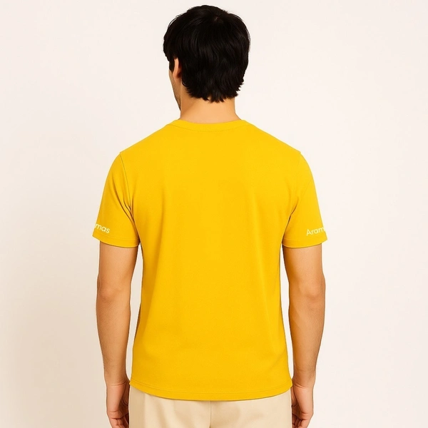 Aramas Originals Premium Cotton T-Shirt for Men | Soild Yellow - L, Yellow, 220g, 1