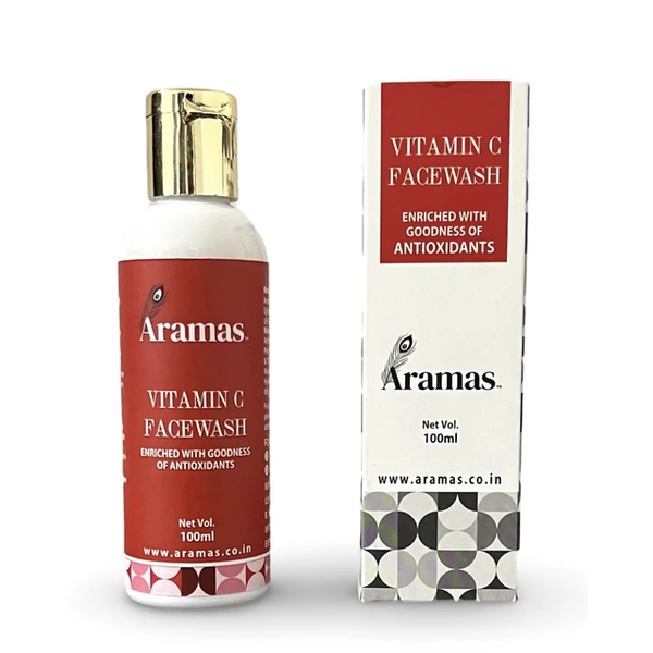 Aramas Vitamin-C Face Wash for Acne Control | Clean & Glowing Skin, Oil Free Look | 100ml - For Men and Women - 100 ml, Pack of 1, Lotion