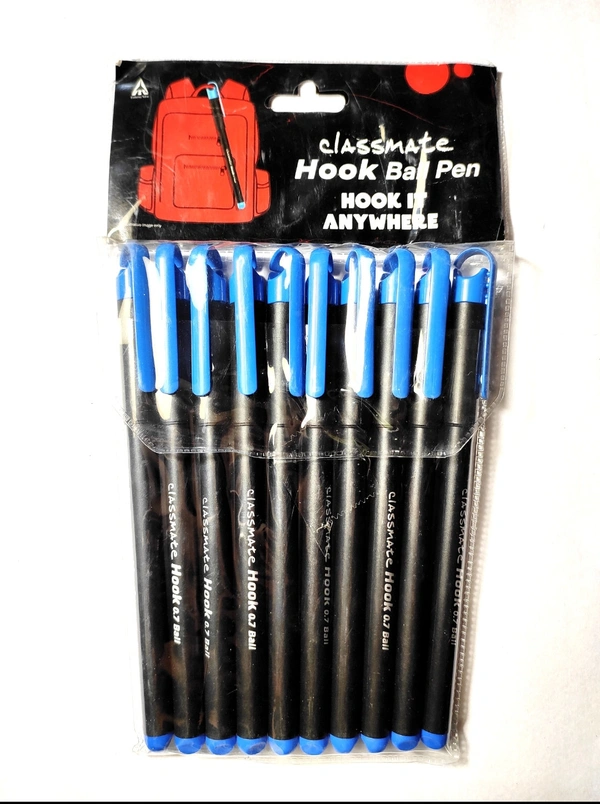 Classmate Hook Ball Pen Packet  - Blue, 10 Pc