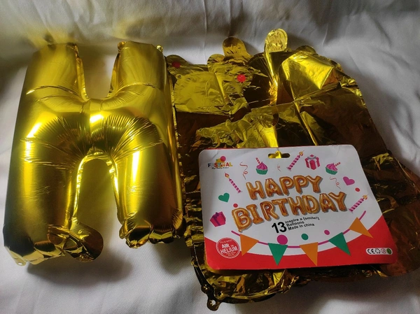 Baloon HAPPY BIRTH DAY 13 Letter - Gold