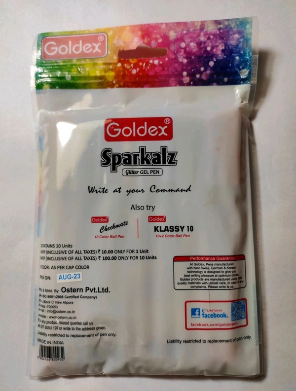 Goldex Glitter Pen pkt - 10pc