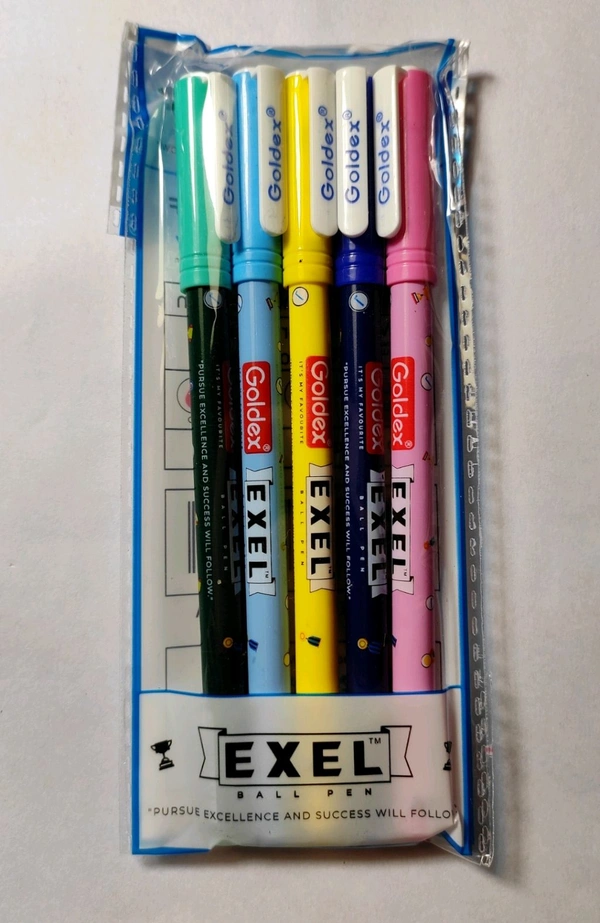 Goldex Exel pen pkt - 5pc, Blue