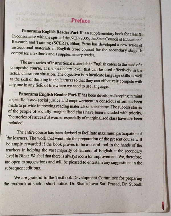 BTBC Class 10 Panorama English Reader Part 2