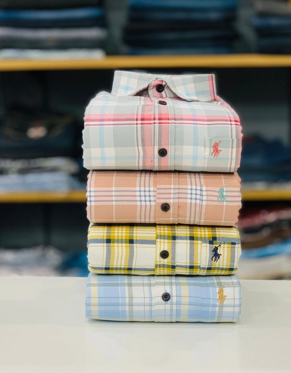 Latest RL Polo Check Shirt (Combo Of 4 Shirt) - L