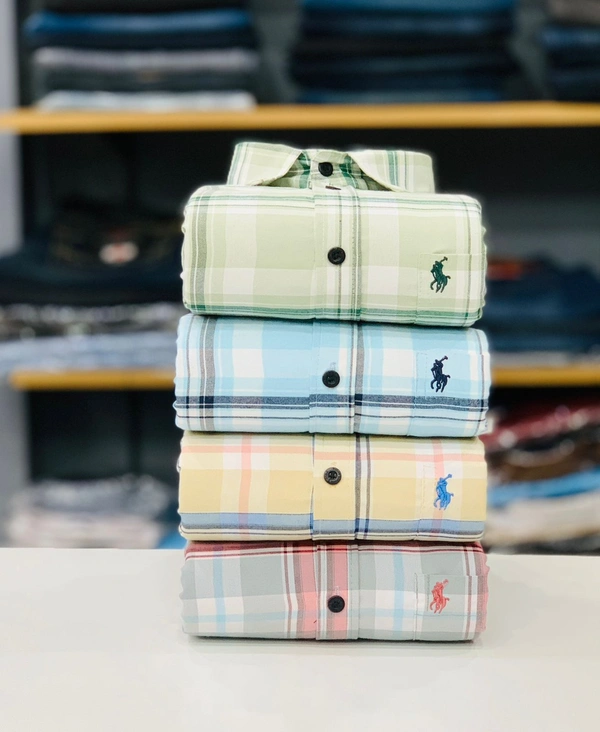 Latest RL Polo Check Shirt (Combo Of 4 Shirt) - L