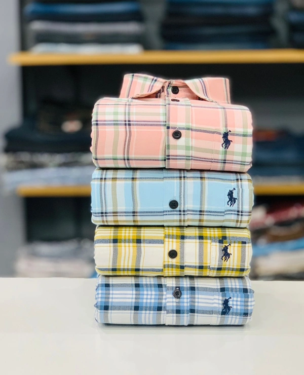 Latest RL Polo Check Shirt (Combo Of 4 Shirt) - L