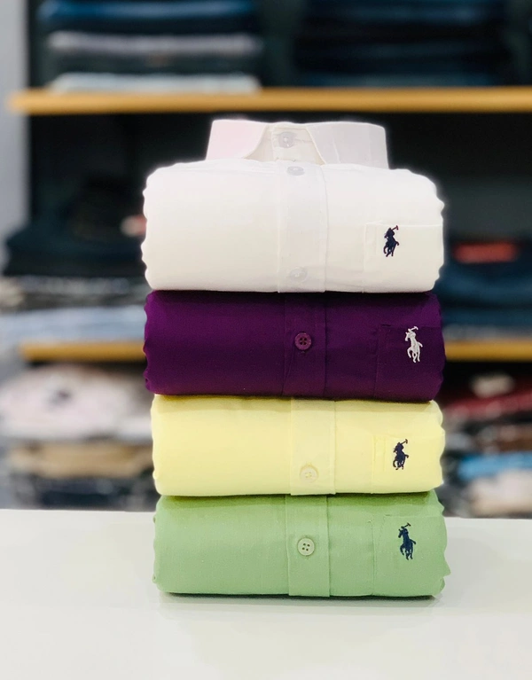 RL POLO Plain Shirt ( Combo Of 4pcs ) - L