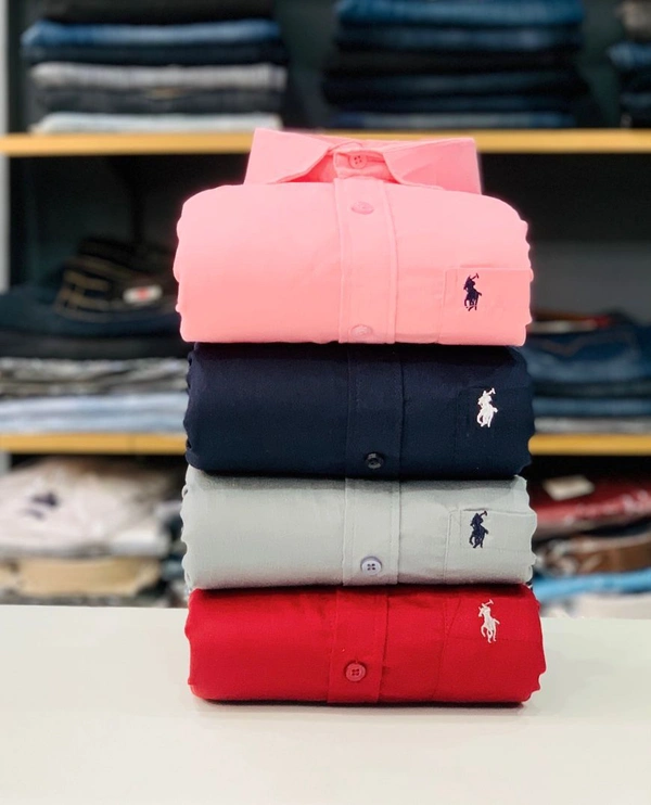 RL POLO Plain Shirt ( Combo Of 4pcs ) - L
