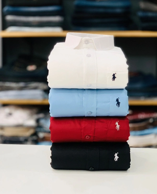 RL POLO Plain Shirt ( Combo Of 4pcs ) - L