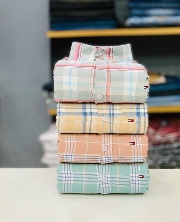 Tommy Check Shirt (Pack of 4 Shirt) - L