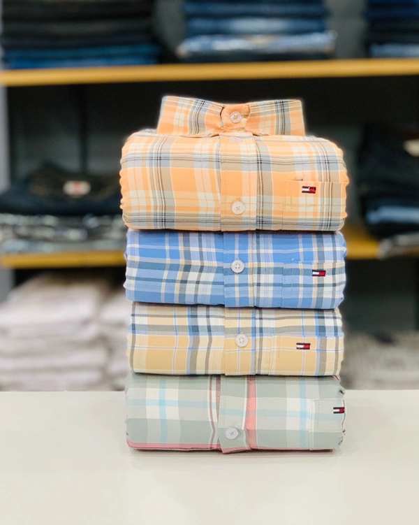 Tommy Check Shirt (Pack of 4 Shirt) - L