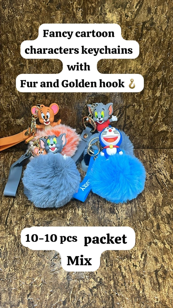 Fancy Characters Keychains With Fur And Golden Hook 🪝🪝