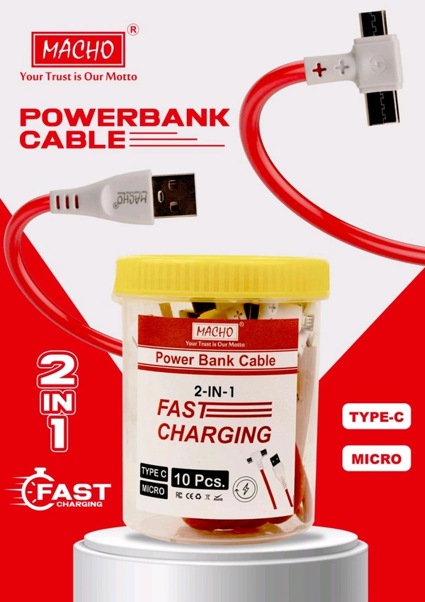 Macho 2in1 (Micro/Type C)Power Bank Cable 