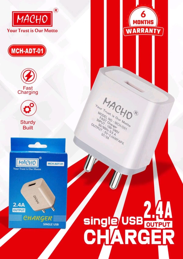 Macho 2.4A Single USB Charger 