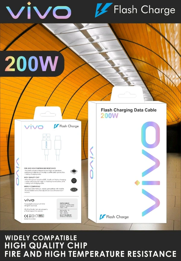 Vivo 200W Flash Charging Data Cable 