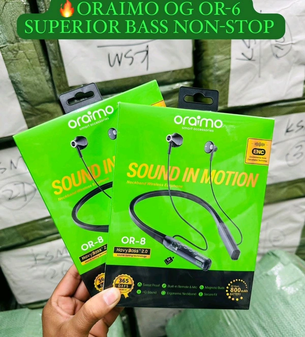 ORAIMO ORGINAL NECKBAND QR -8 SOUND IN MOTION BEST PRICE BATTERY 🔋 BACKUP 💯 