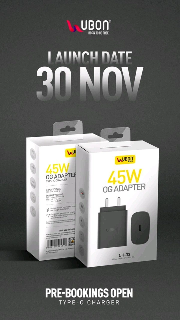 Ubon 45W Adaptor Type C Change (CH-33)