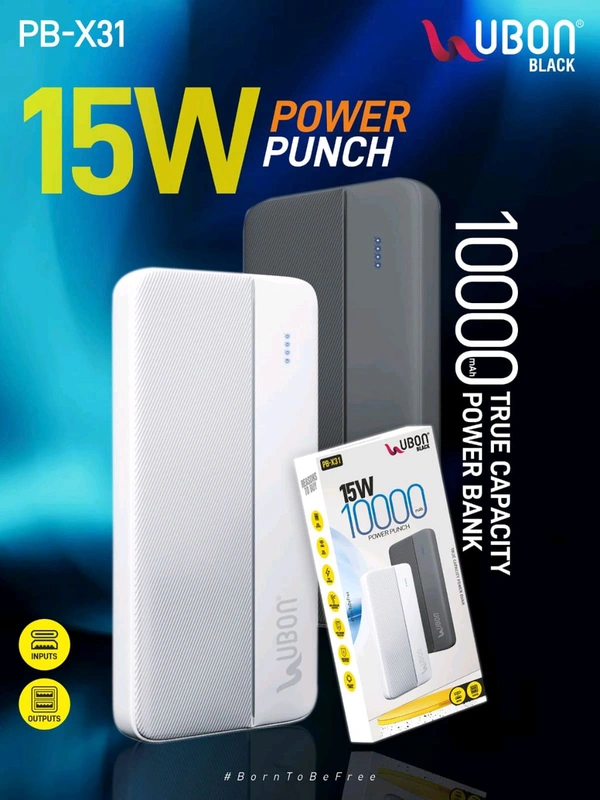 Ubon 15W POWER PUNCH 10000MAH TRUE CAPACITY POWER BANK (PB-X31)
