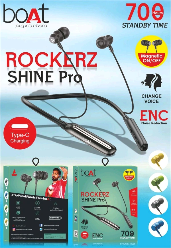 Boat Rockerz Shine Pro Enc Noise Reduction/Change Volume  Magnetic 🧲 On/Off' 