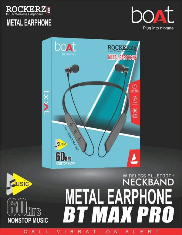 BOAT ROCKERZ BT MAX PRO NECKBAND METAL EARPHONE CALL VIBRATION 📳