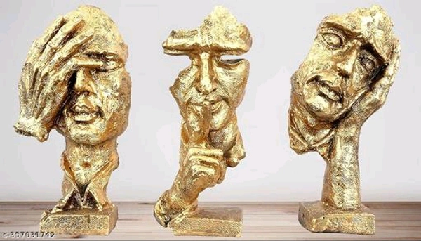 Designer Showpieces 3pc set - Gold, 6 Inch