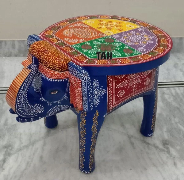 Elephant  Design Wooden Stool  - 30cm Or 12 Inches
